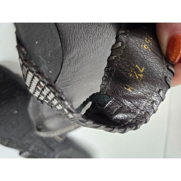 Stuart Weitzman Gunmetal Black Leather Crystal Sandals - Picture 8 of 9